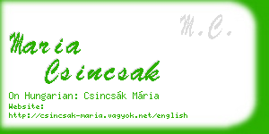 maria csincsak business card